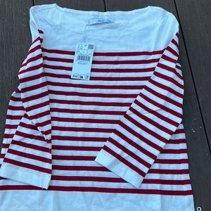 Mango red and white striped shirt NWT